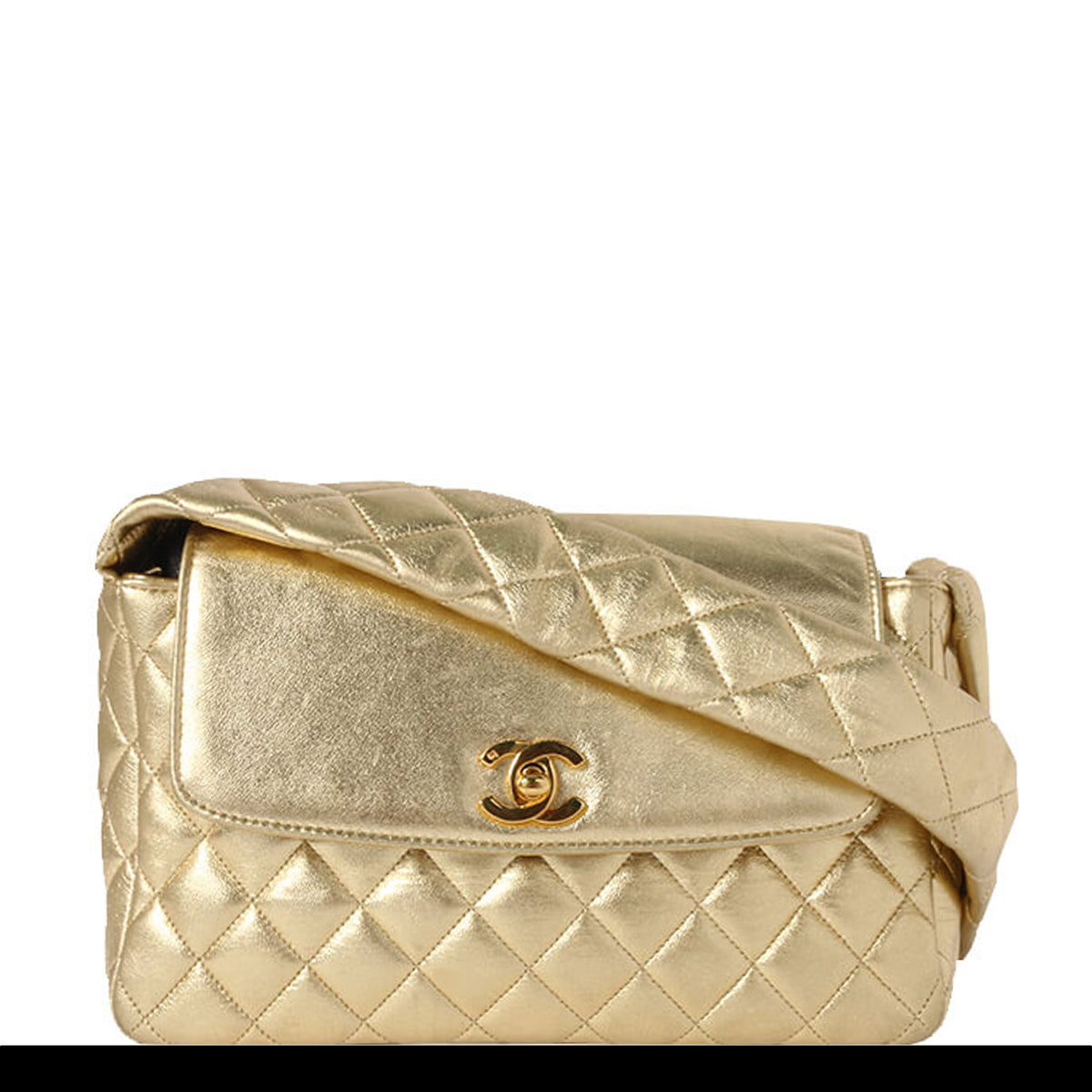 Chanel with Top Handle Rare Limited Edition 1994 Quilted Flap Gold Metallic  Bag For Sale at 1stDibs
