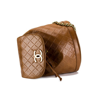Chanel Cognac Lambskin Quilted Vintage Backpack