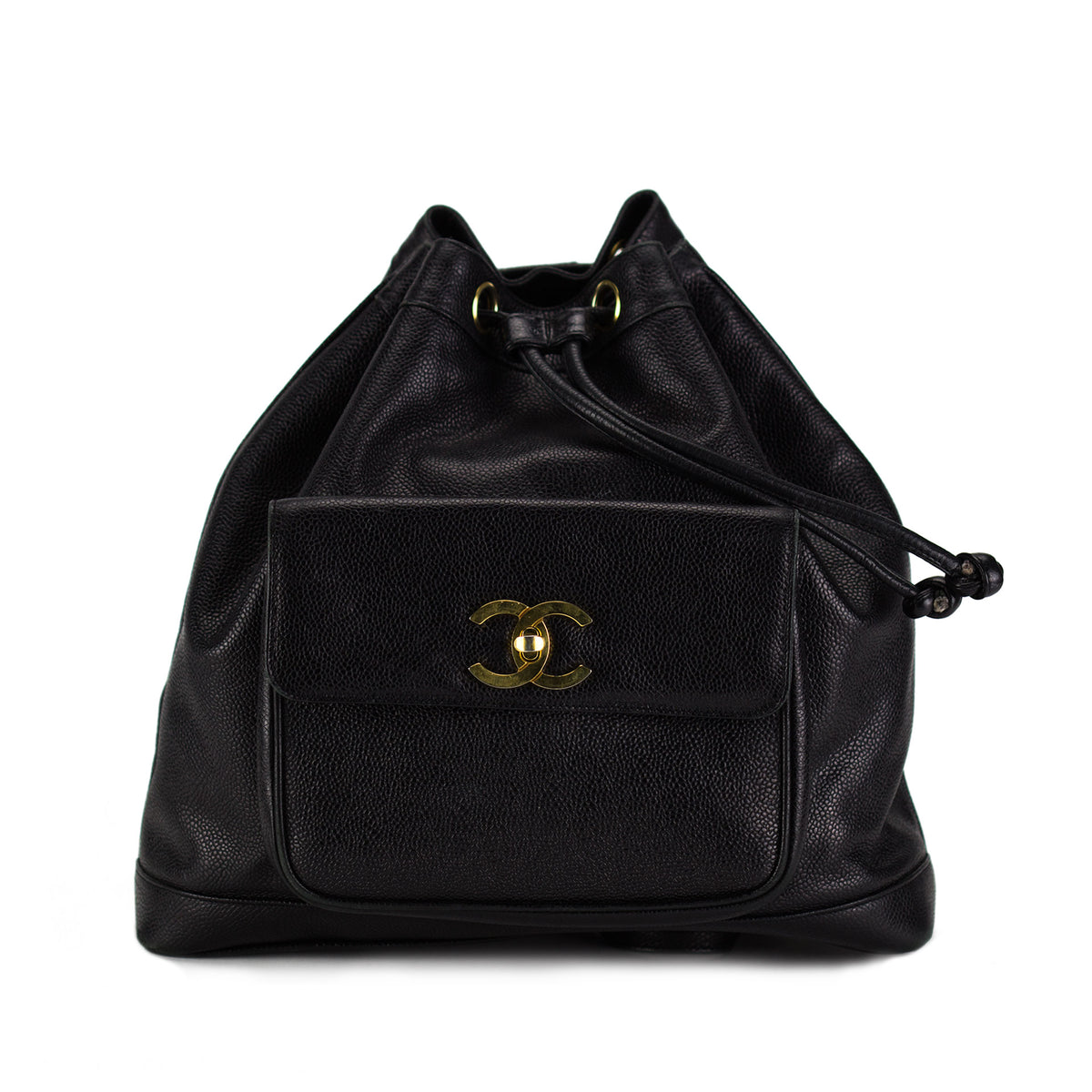 Chanel Black Drawstring Backpack