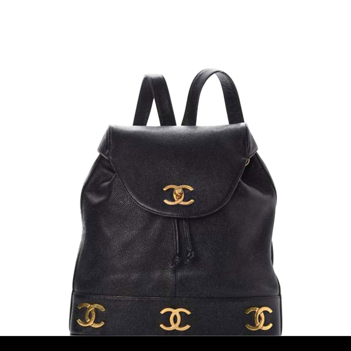c&c leather backpack Chanel Drawstring Vintage 90s Cc Rucksack Black Caviar Leather Backpac – House of Carver