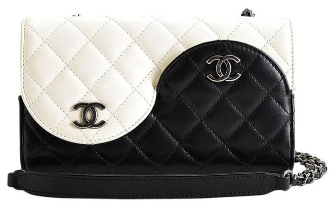 Wallet On Chain Chanel heart mini bags Black White Patent leather