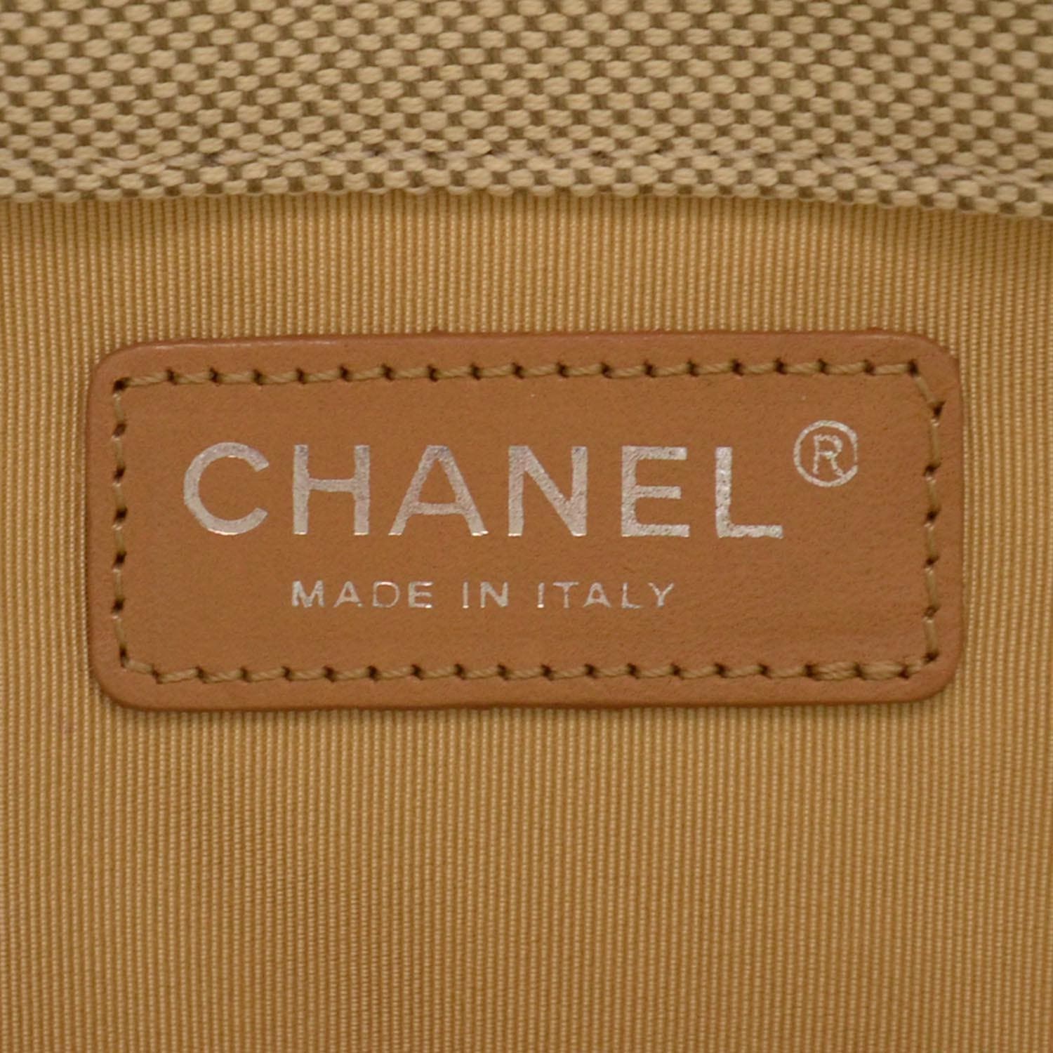 Chanel 2006 Vintage Beige Camelia Flower Canvas Satchel Shopping Tote Bag