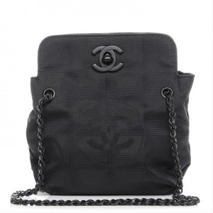 Chanel 2002 So Black CC Micro Mini CC Microfiber Nylon Pochette Satchel Bag