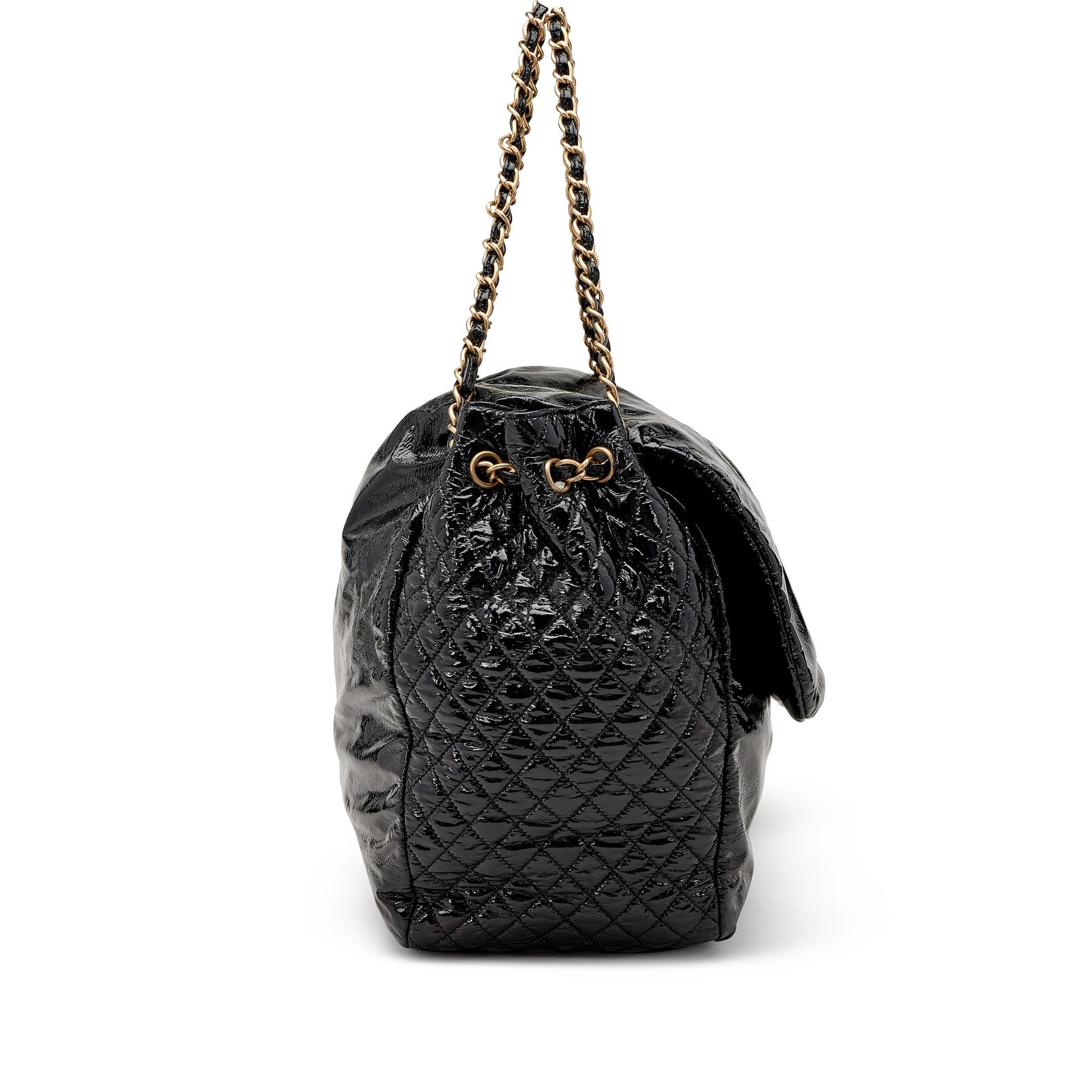 Chanel 2006 Patent Vinyl Quilted CC Stitched Extra Large Shoulder Flap Bag