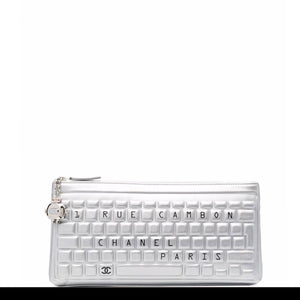 Chanel Keyboard Data Center Metallic Silver Novelty Minaudière Clutch