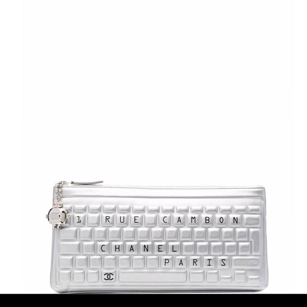 Chanel Keyboard Data Center Metallic Silver Novelty Minaudière