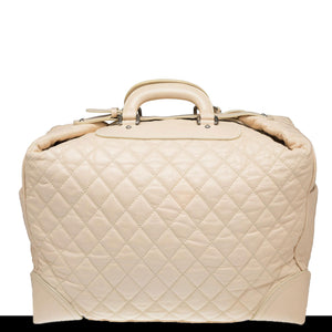 Chanel Rare Bone Beige Off White Quilted Leather Travel Carry-On Tote Bag