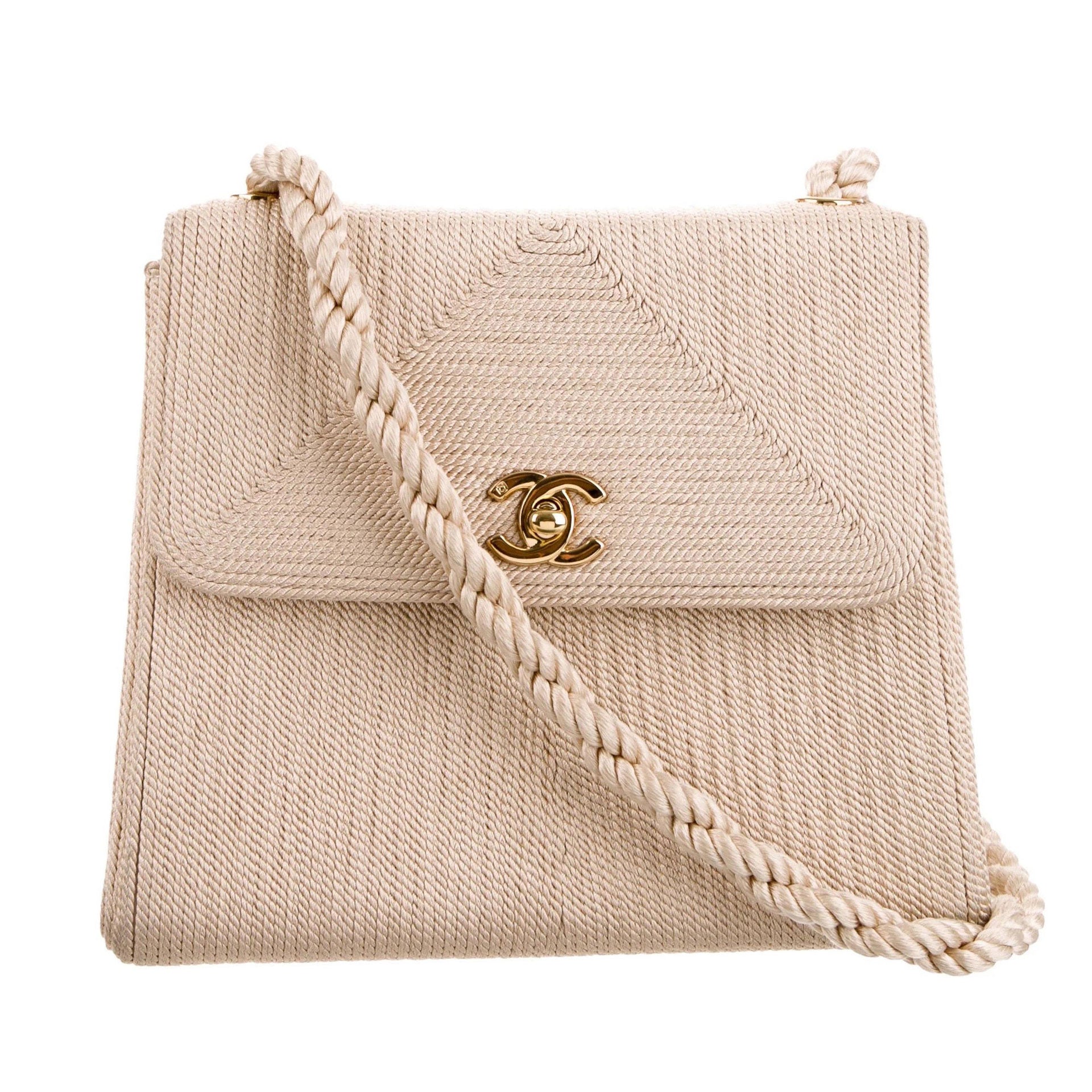 Authentic Chanel Raffia Jute Thread  leather Mini Flap Bag Luxury Bags   Wallets on Carousell