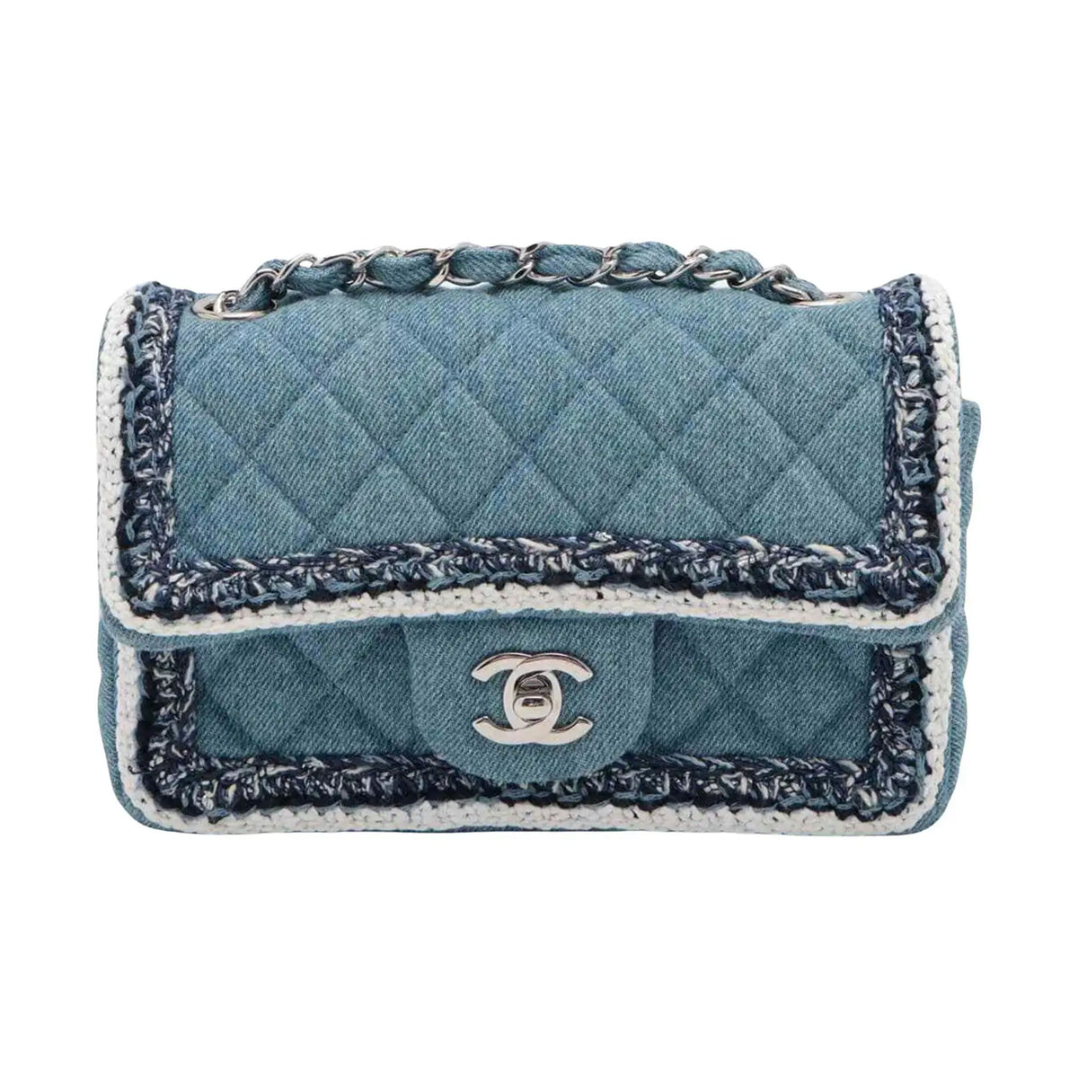 Chanel Rare Small Denim Braid Classic Flap Shoulder Bag – House of