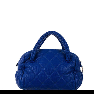Chanel 2008 Royal Blue Top Handle Small Bowler Tote Stitched Lambskin Bag