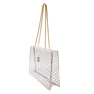 Chanel Rare Spring 1997 Vintage Runway Gold Cage Large Shopping Tote
