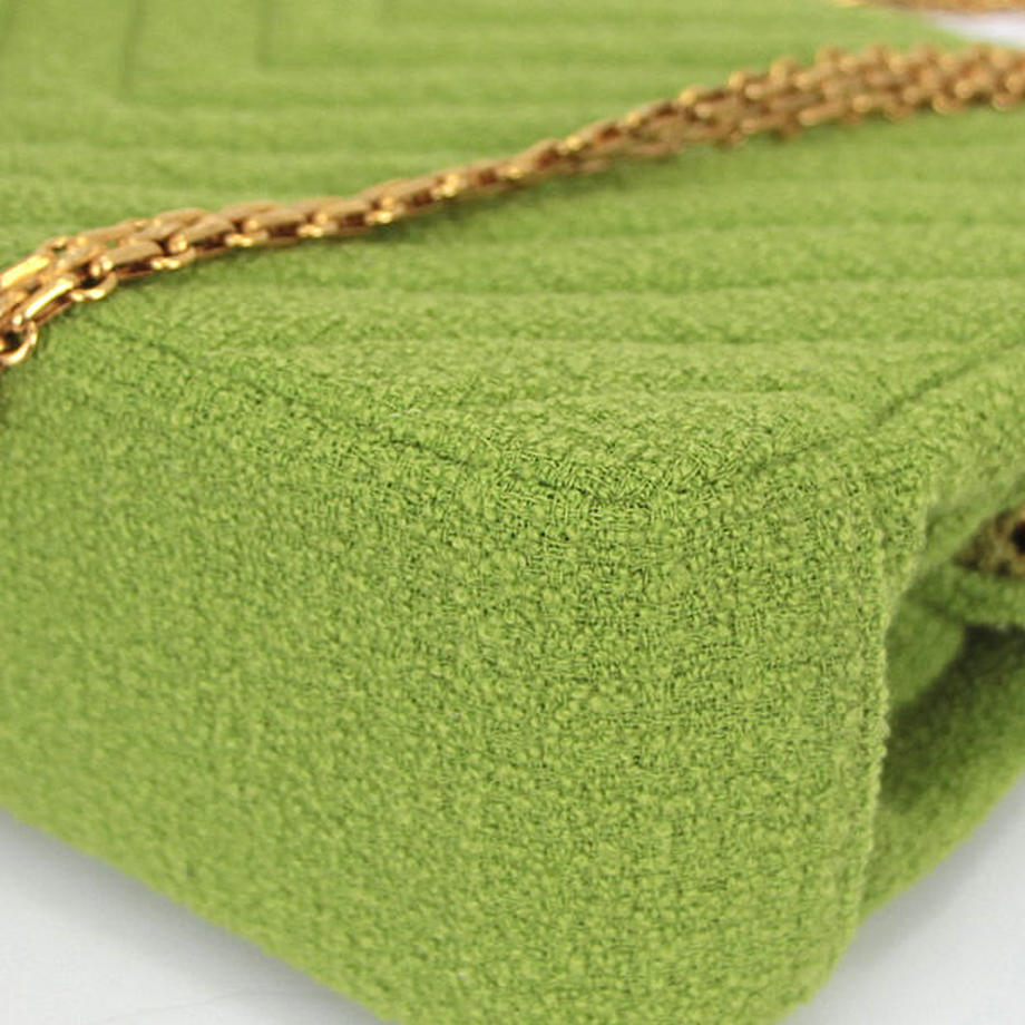 Chanel Chevron Tweed Lime Green Classic Reissue Tote Bag