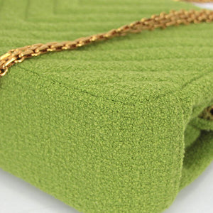 Chanel Chevron Tweed Lime Green Classic Reissue Tote Bag