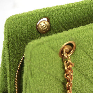 Chanel Chevron Tweed Lime Green Classic Reissue Tote Bag