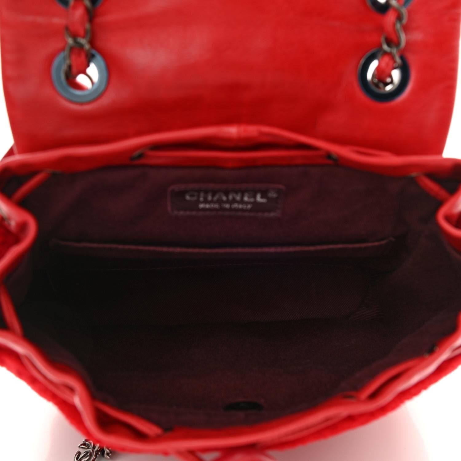 Chanel Paris-Salzburg Mountain Red Shearling Leather Rucksack Backpack