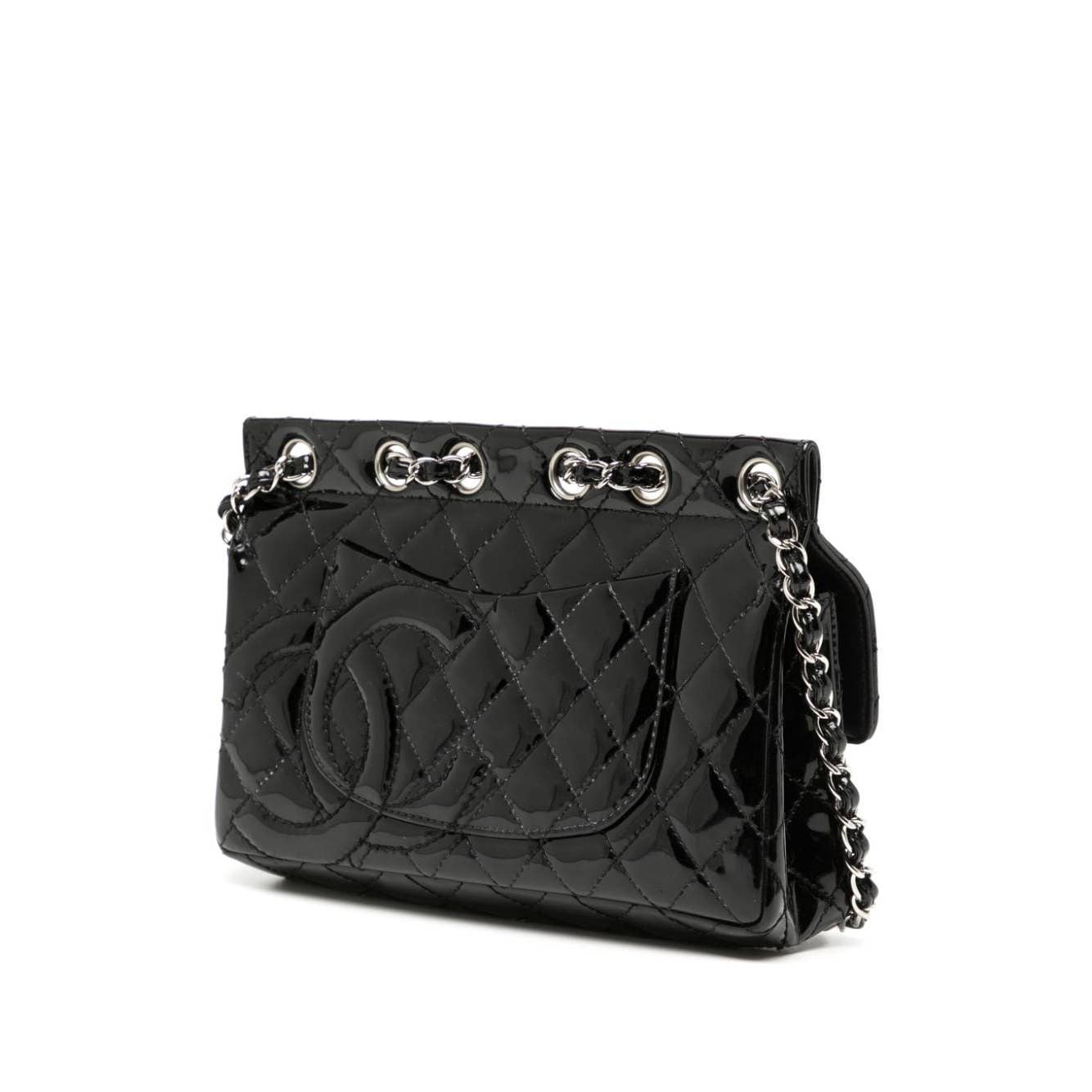 Chanel Vintage 2005 Small Patent Interwoven Chain Classic Flap Bag