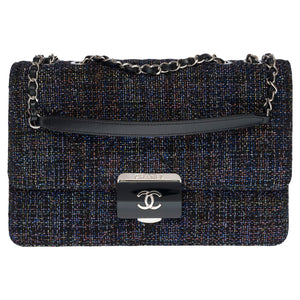 Chanel Rare Tweed Lambskin Quilted Mini Beauty Lock Multicolor Black Classic Flap Bag