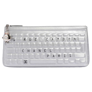 Chanel Keyboard Data Center Metallic Silver Novelty Minaudière Clutch