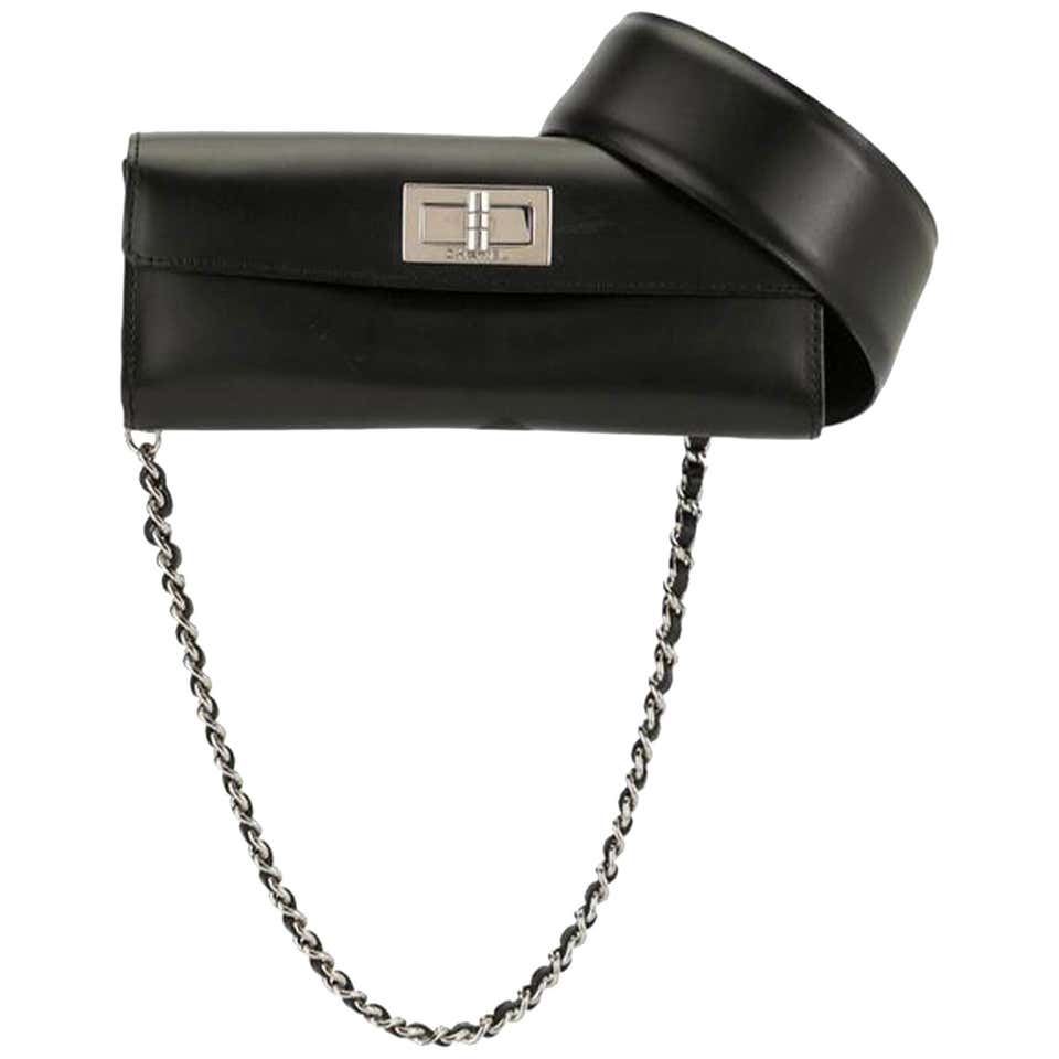 CHANEL Grained Calfskin Quilted Waist Belt Bag Black 1279036