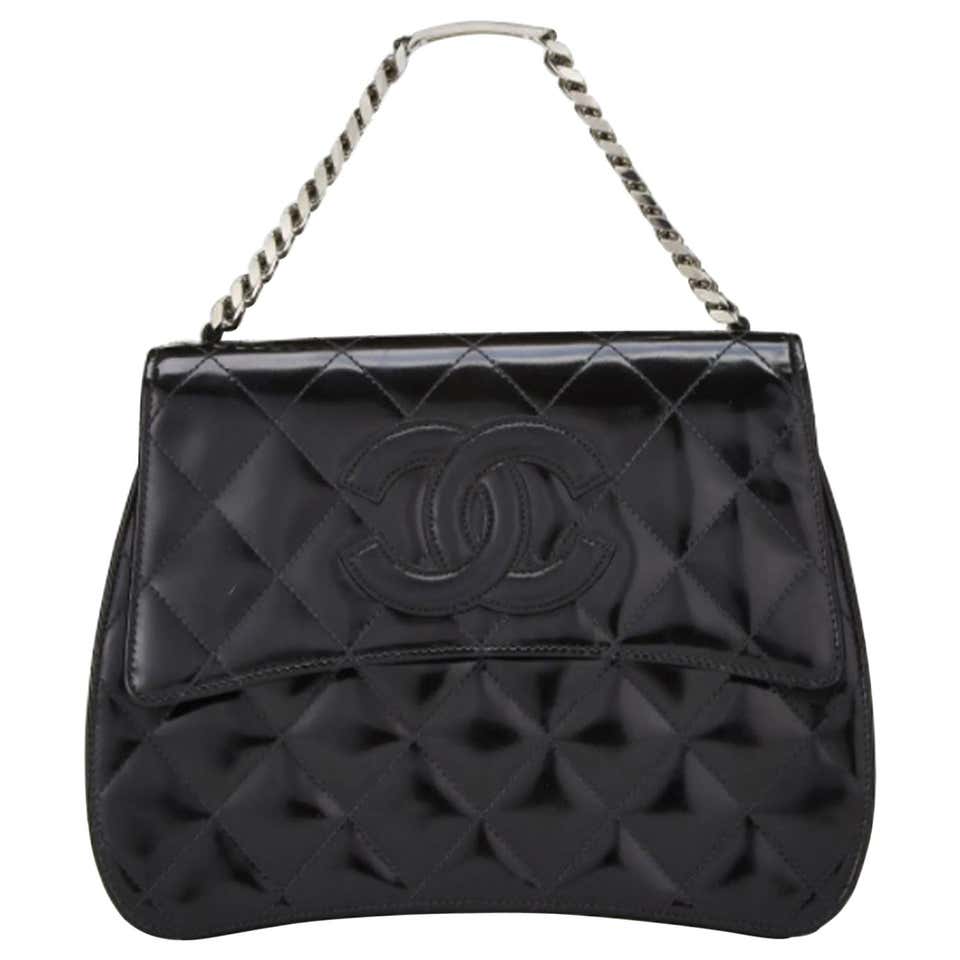 Chanel Classic Flap Rare Vintage and Letter Nameplate Black and