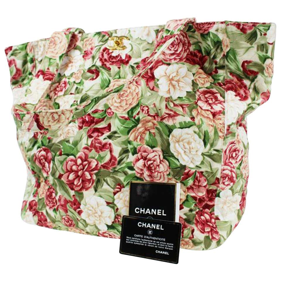 Chanel 90's Vintage Rare Spring Floral Large Shopping Tote Flower