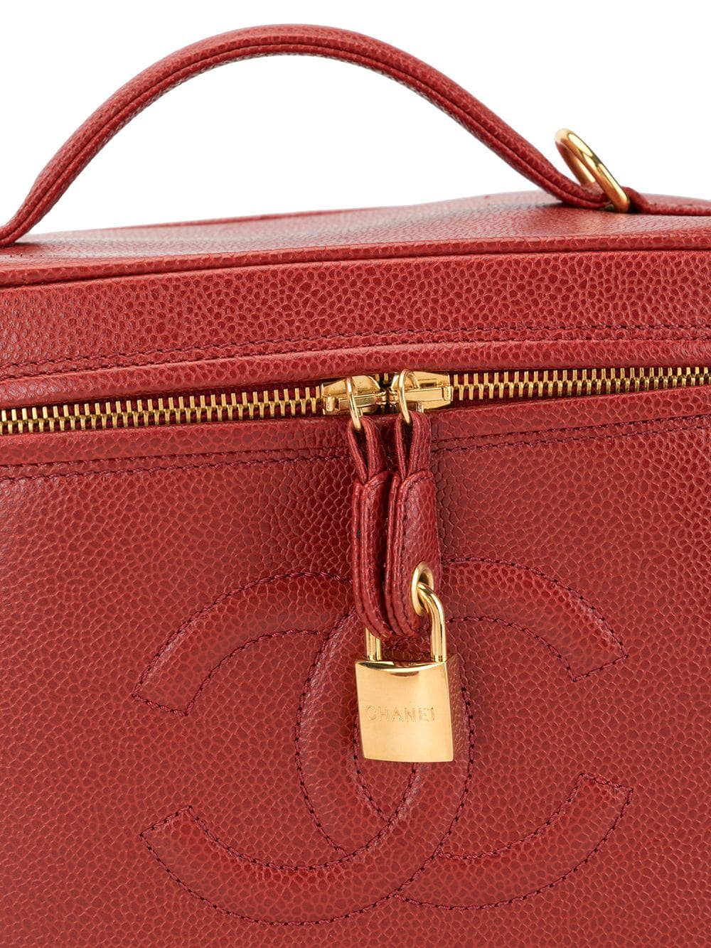 Chanel Red Vintage 90's CC Vanity Case Crossbody Bag