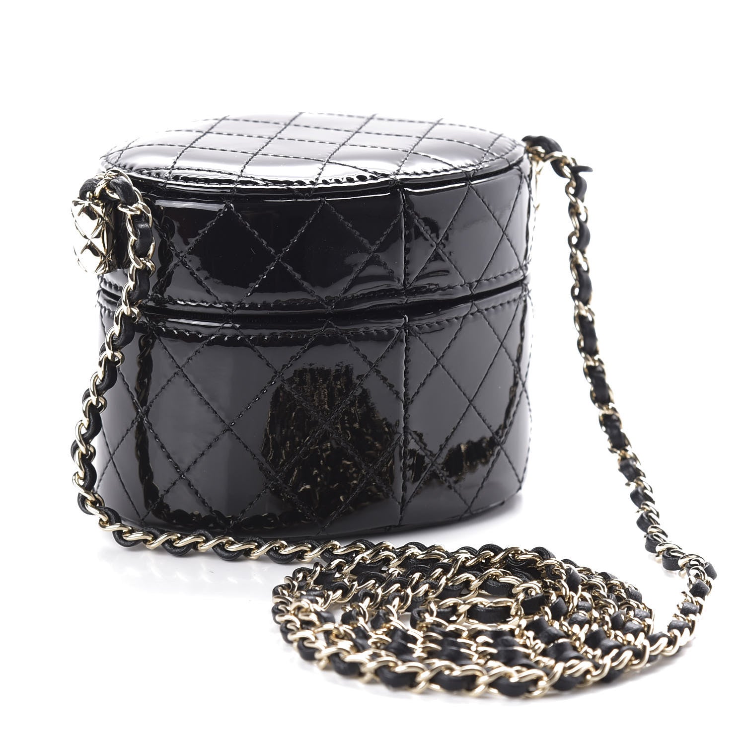 Chanel Black Washed Lambskin Quilted Mini Chain Around Flap Bag