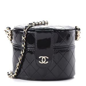 chanel quilted patent leather bag
