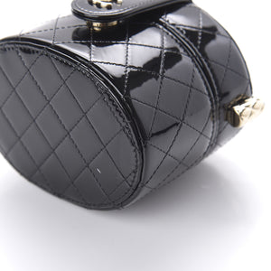 Chanel Micro Mini Black Quilted Patent Leather Jewelry Box Crossbody Bag