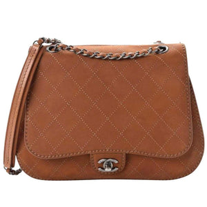 Chanel New Classic Flap Large Jumbo Quilted Saddle Brown Nubuck Leather Bag