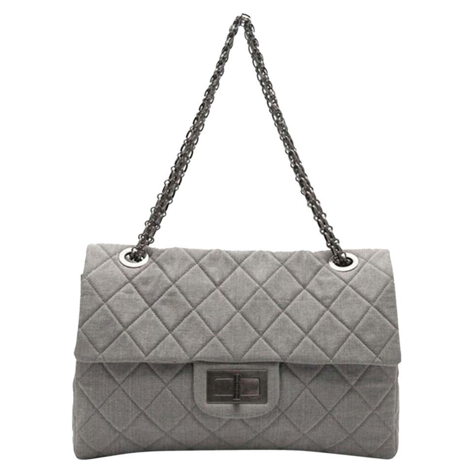 Chanel 2.55 Reissue XXL Grey Denim Airlines Flap Travel Maxi Quilted M –  House of Carver