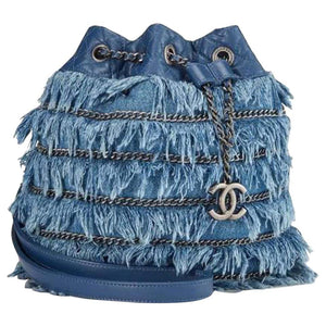 Chanel Drawstring Bucket Cruise 2015 Tweed Fringe & Lambskin Mini Blue –  House of Carver