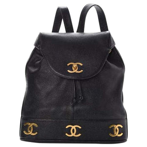 chanel leather backpack purse Chanel Pre-Owned Cc Chain Backpack