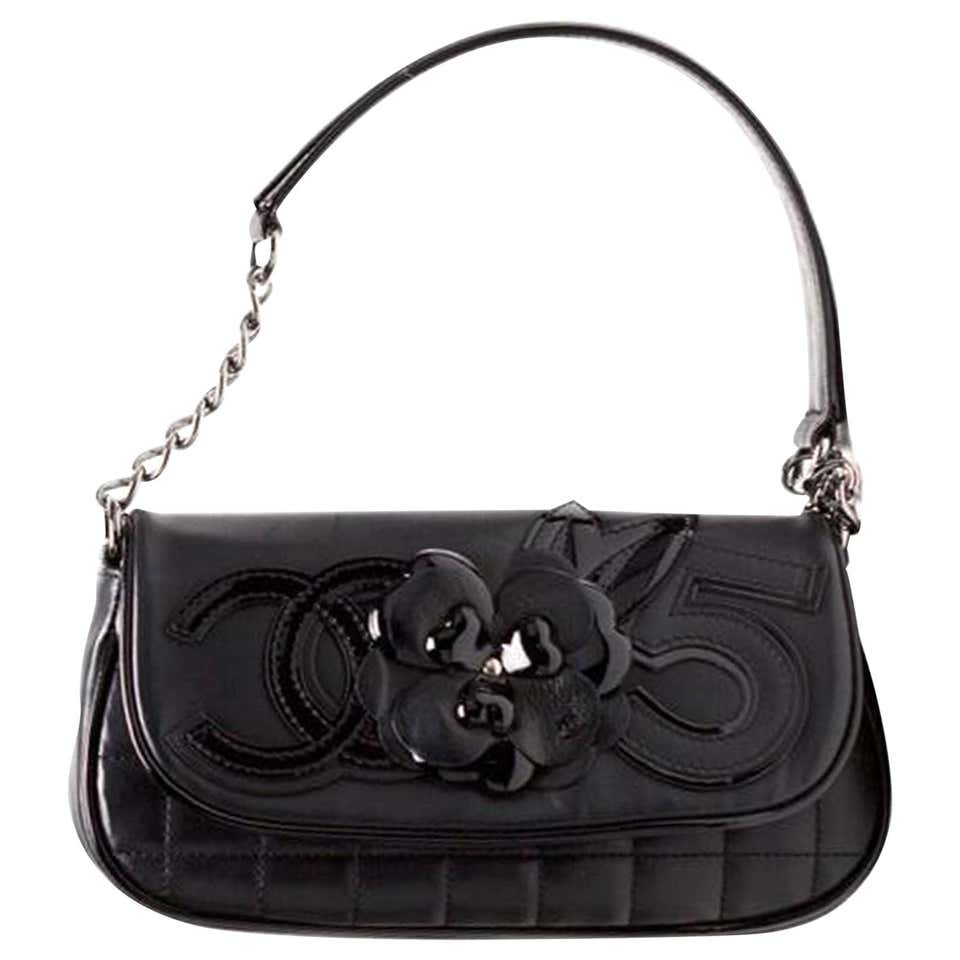 Chanel Cambon Quilted Lambskin Camellia No. 5 Flap Black Patent