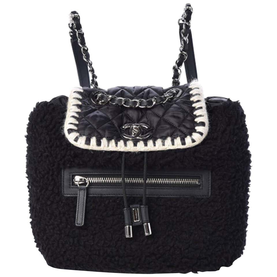 Chanel Coco Neige Shearling Trimmed Quilted Lambskin Backpack at