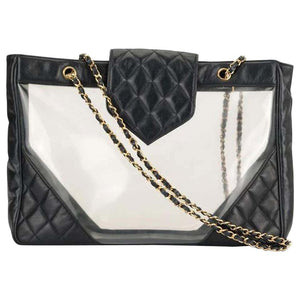 Chanel Collectors Clear and Gold Quilted PVC XXL CC Tote Bag For