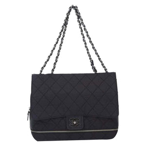 Chanel Matelasse Chain Flap Black Nylon Shoulder Bag – House of Carver