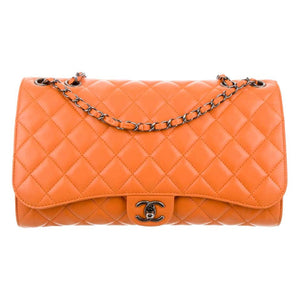 chanel orange flap bag
