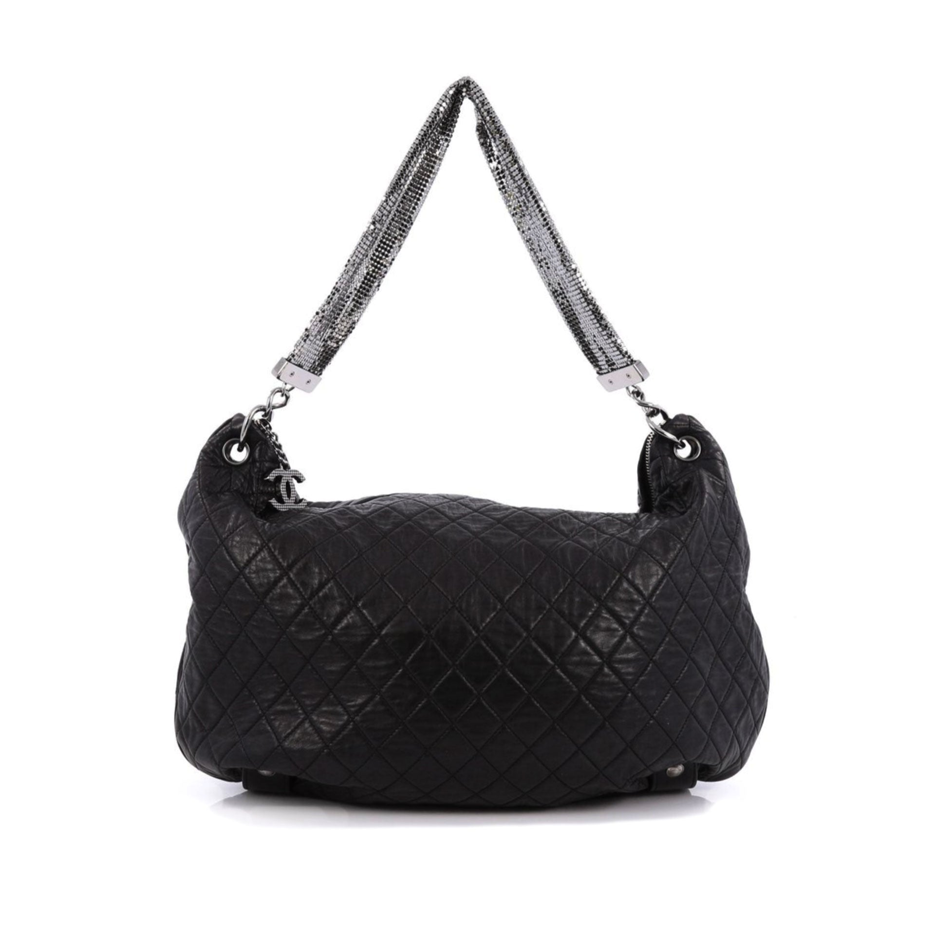 CHANEL HOBO HANDBAG IN BLACK QUILTED LEATHER LOGO CC QUILTED BAG