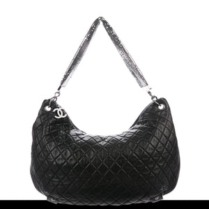 Chanel Black Matelasse Lambskin Hobo Leather ref.208618 - Joli Closet