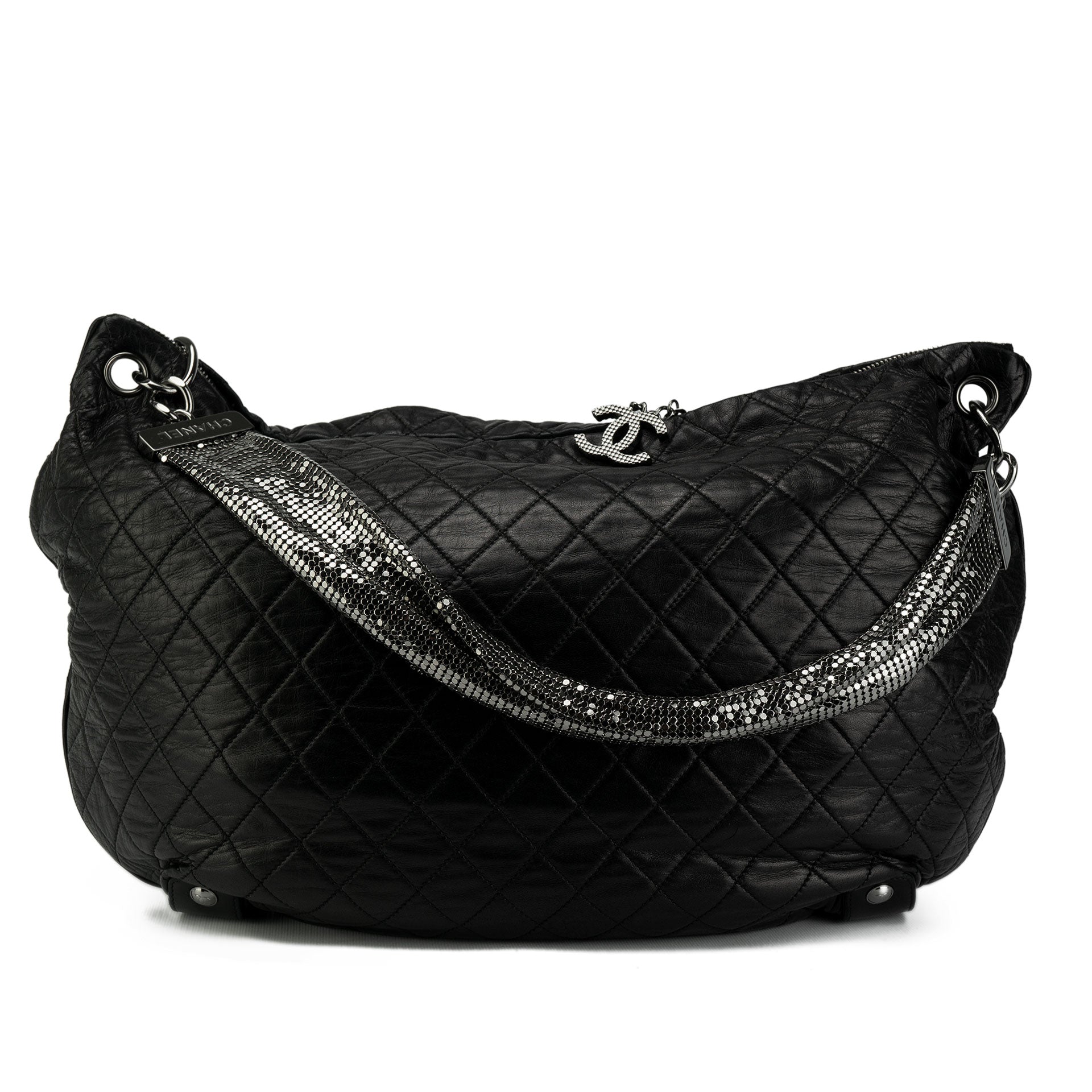 Chanel Limited Edition Jumbo Mesh Chain Lambskin Quilted Hobo Satchel 