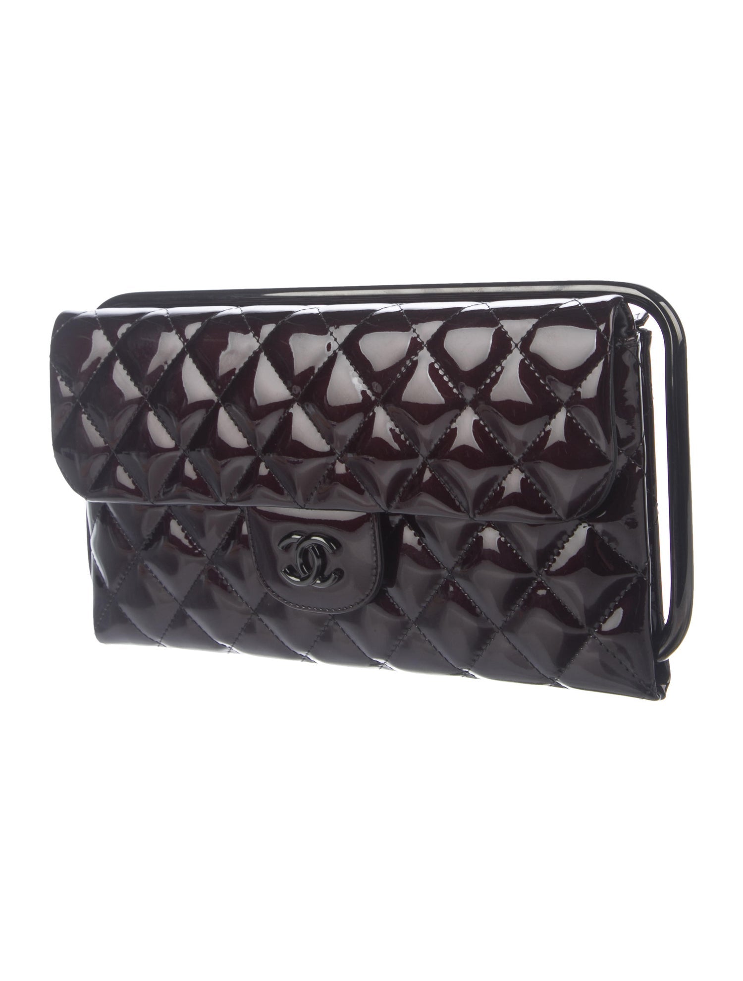 Chanel Clutch With Chain Patent Black / White