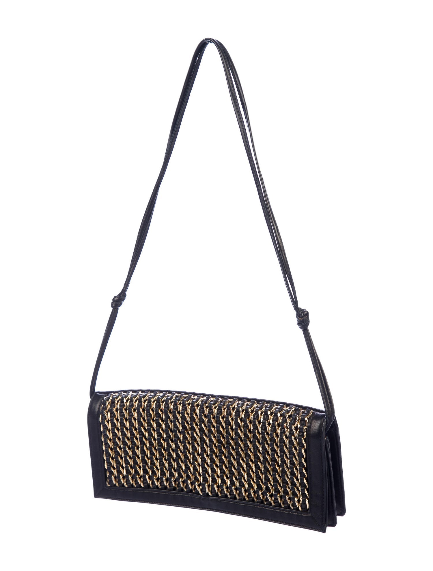 Chanel Vintage Black Lambskin Chain-Embellished Clutch Flap Bag
