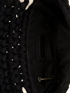 Chanel Interwoven Bicolor Two Tone Medium Black & White Flap Bag