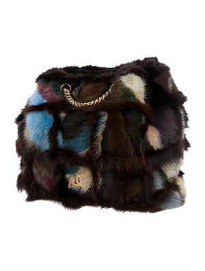 Chanel Brown Multicolor Patchwork Mink Fur Shoulder Bag