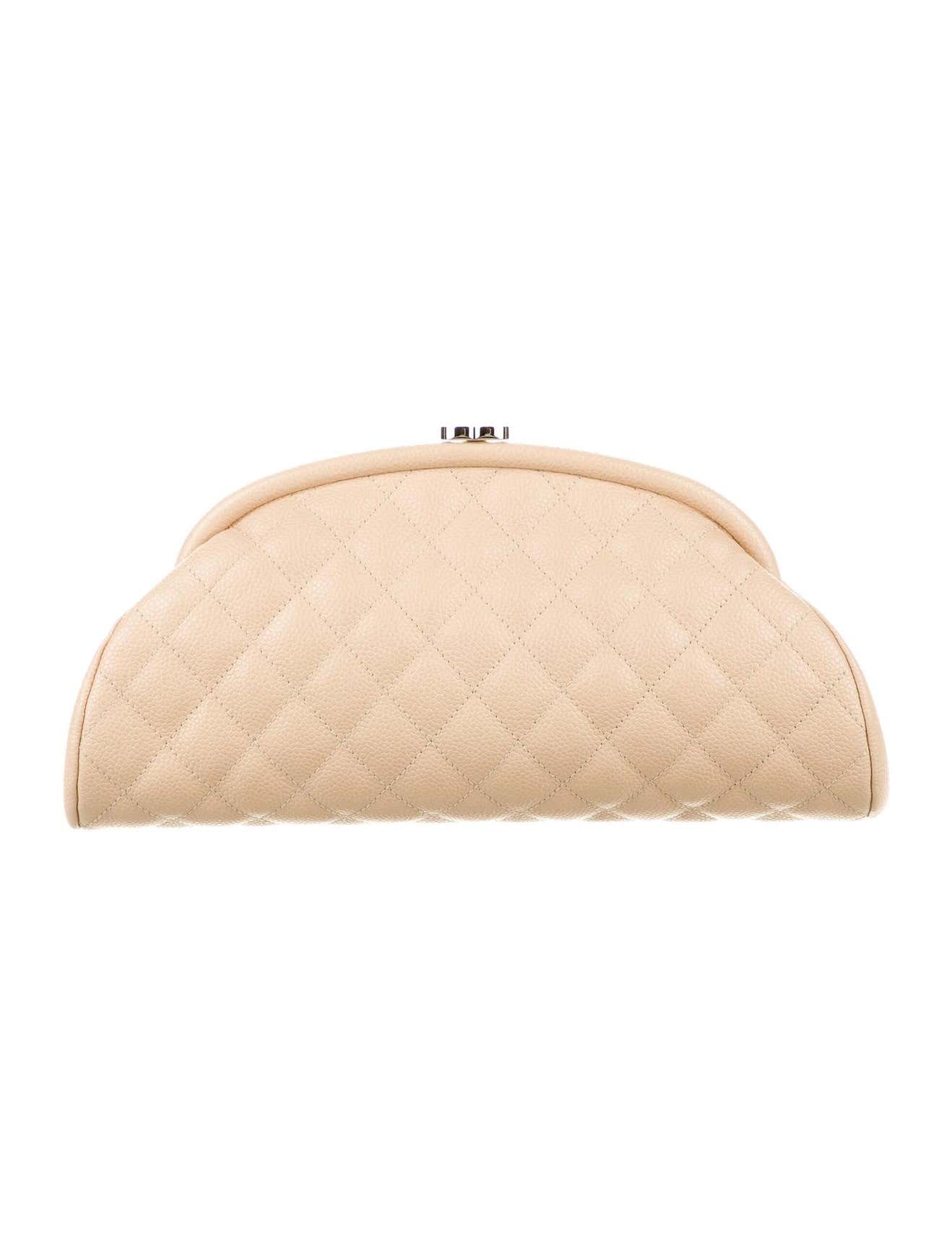 Chanel Classic Vintage Beige CC Diamond Quilted Caviar Timeless Clutch –  House of Carver