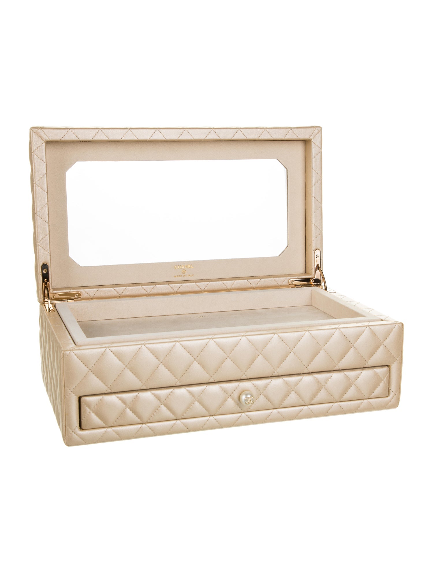 Chanel Limited Edition Light Gold Vanity Case Rare Home Decor Jewelry –  House of Carver
