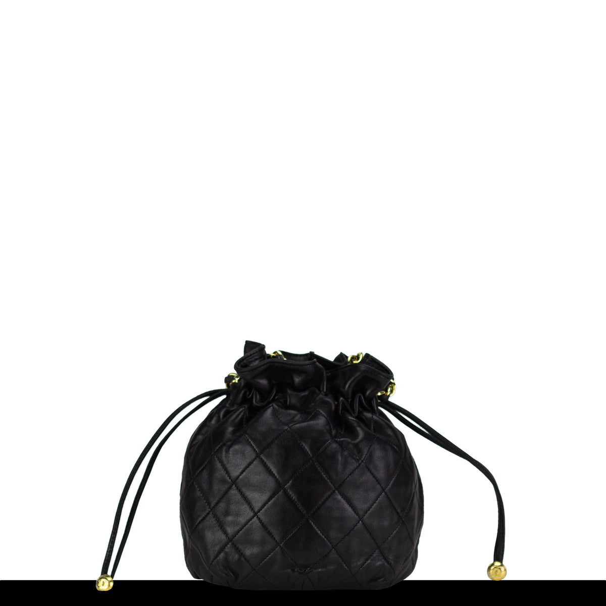 Chanel Black Quilted Lambskin Drawstring Bucket Bag Gold Hardware