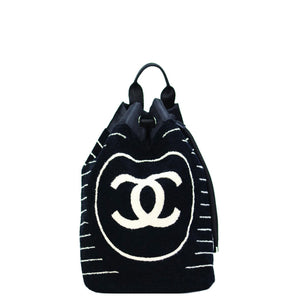 Chanel Dark Blue Striped Beach Bag Drawstring Backpack