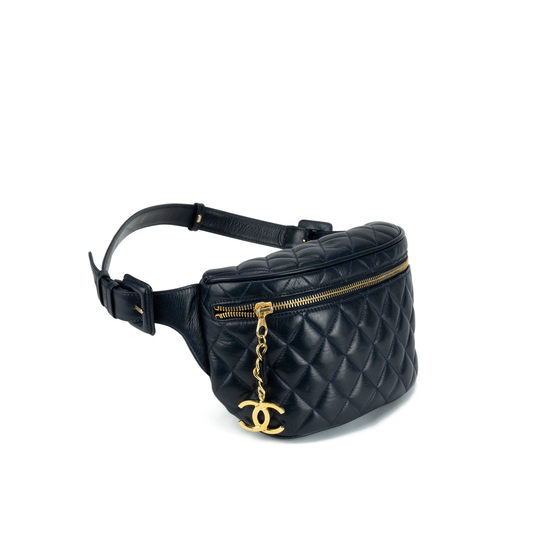 Chanel Navy Quilted Lambskin Vintage Fanny Pack – House of Carver